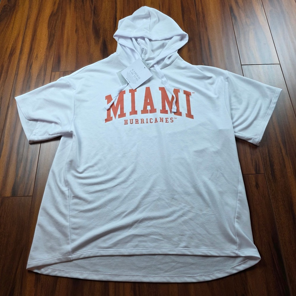 Gameday Couture Miami Hurricanes Women Short Sleeve Hoodie White Orange 1TW128 S